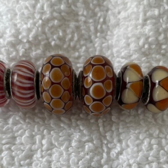 Pandora Retired Set of 6 Murano Glass Charms in hues of Brown and Beige - Picture 1 of 5